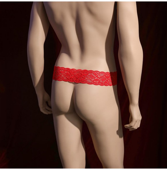 Feeetmoi - Men's Beaded Hollow Exposed Penis Underwear (Red)